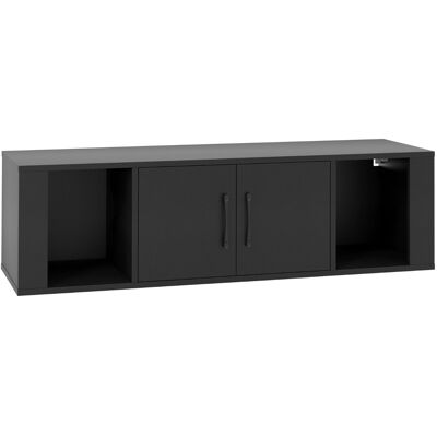 CostwayArmoire de Rangement Flottante à 2 Portes Bureau Suspendu Mural avec 2 Cubes Meuble de Console sous Télévision Noir - Publicité CostwayArmoire de Rangement Flottante à 2 Portes Bureau Suspendu Mural avec 2 Cubes Meuble de Console sous Télévision Noir - Publicité