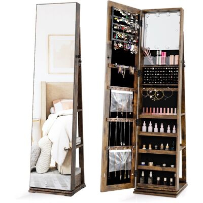 CostwayArmoire à Bijoux Pivotante à 360° avec Miroir Pleine Longueur & Étagères Arrière Miroir avec Éclairage 3 Boîtes en Acrylique Marron Rustique - Publicité CostwayArmoire à Bijoux Pivotante à 360° avec Miroir Pleine Longueur & Étagères Arrière Miroir avec Éclairage 3 Boîtes en Acrylique Marron Rustique - Publicité
