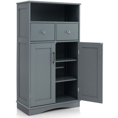 CostwayArmoire Autoportante avec 2 Portes 2 Tiroirs et 2 Etagères Réglables Organisateur de Rangement pour Salon Salle de Bain Cuisine Gris - Publicité CostwayArmoire Autoportante avec 2 Portes 2 Tiroirs et 2 Etagères Réglables Organisateur de Rangement pour Salon Salle de Bain Cuisine Gris - Publicité