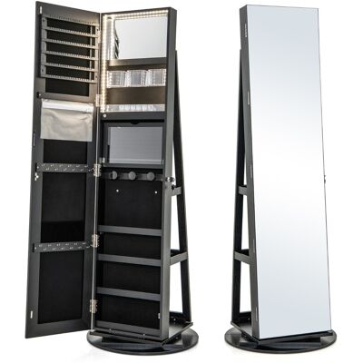 CostwayArmoire à Bijoux Pivotante à 360°avec Lumières LED 3 Couleurs Miroir Pleine Longueur et Étagère 3 Niveaux en Arrière Noir - Publicité CostwayArmoire à Bijoux Pivotante à 360°avec Lumières LED 3 Couleurs Miroir Pleine Longueur et Étagère 3 Niveaux en Arrière Noir - Publicité