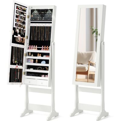 CostwayArmoire à Bijoux Autonome Armoire à Bijoux Verrouillable avec Miroir Pleine Longueur et Lumières LED Organisateur de Rangement Blanc - Publicité CostwayArmoire à Bijoux Autonome Armoire à Bijoux Verrouillable avec Miroir Pleine Longueur et Lumières LED Organisateur de Rangement Blanc - Publicité
