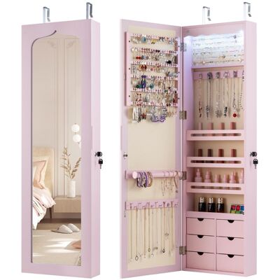 CostwayArmoire à Bijoux Murale LED avec Miroir 6 Tiroirs Hauteur du Crochet Ajustable 120x36,5x11,5CM Rose - Publicité CostwayArmoire à Bijoux Murale LED avec Miroir 6 Tiroirs Hauteur du Crochet Ajustable 120x36,5x11,5CM Rose - Publicité