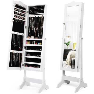 CostwayArmoire à Bijoux sur Pied 2 Organiseurs Cosmétiques Amovibles Rangement Compartimenté pour Toutes Sortes de Bijoux - Publicité CostwayArmoire à Bijoux sur Pied 2 Organiseurs Cosmétiques Amovibles Rangement Compartimenté pour Toutes Sortes de Bijoux - Publicité