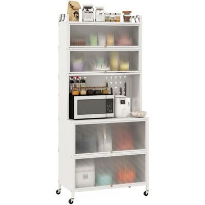 CostwayArmoire de Cuisine à 6 Niveaux Buffet avec Huches Portes Battantes Plan de Travail pour Micro-ondes Panneau Perforé avec Crochets Blanc - Publicité CostwayArmoire de Cuisine à 6 Niveaux Buffet avec Huches Portes Battantes Plan de Travail pour Micro-ondes Panneau Perforé avec Crochets Blanc - Publicité