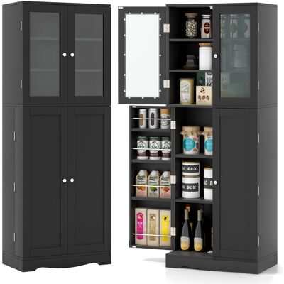 CostwayVitrine en Verre 161,5 cm Armoire Cuisine Haute avec 2 Portes Vitrées et 2 Portes Multi-Rangement Style Scandinave Meuble de Rangement Noir - Publicité CostwayVitrine en Verre 161,5 cm Armoire Cuisine Haute avec 2 Portes Vitrées et 2 Portes Multi-Rangement Style Scandinave Meuble de Rangement Noir - Publicité