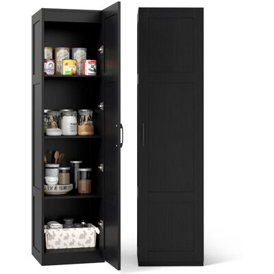 Costway150CM Armoire de Rangement Cabinet Indépendant à 4 Niveaux avec Porte Organisateur de Garde-Manger Étroit Noir - Publicité Costway150CM Armoire de Rangement Cabinet Indépendant à 4 Niveaux avec Porte Organisateur de Garde-Manger Étroit Noir - Publicité