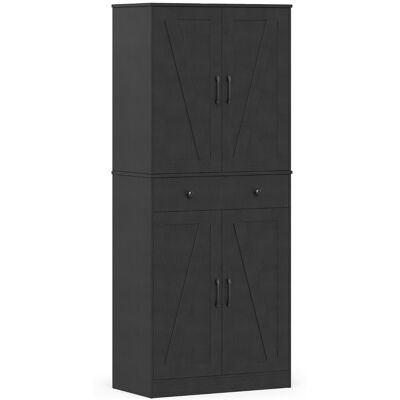 CostwayMeuble de Cuisine Haut de 183 cm Armoire Moderne avec 4 Portes de Grange Tiroir 3 Étagères Ajustables 2 Kits Anti-Basculement Noir - Publicité CostwayMeuble de Cuisine Haut de 183 cm Armoire Moderne avec 4 Portes de Grange Tiroir 3 Étagères Ajustables 2 Kits Anti-Basculement Noir - Publicité