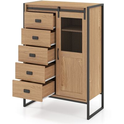 CostwayArmoire de Rangement sur Pied Organiseur Rustique avec Porte Coulissante 5 Tiroirs et Étagères Réglables Buffet Indépendante Naturel - Publicité CostwayArmoire de Rangement sur Pied Organiseur Rustique avec Porte Coulissante 5 Tiroirs et Étagères Réglables Buffet Indépendante Naturel - Publicité
