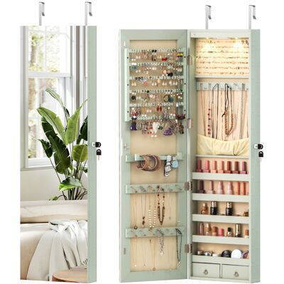 CostwayArmoire à Bijoux Mural avec Miroir et Lumière LED Armoire de Rangement Accrochée à La Porte 120 x 36 x 10 cm Vert Clair - Publicité CostwayArmoire à Bijoux Mural avec Miroir et Lumière LED Armoire de Rangement Accrochée à La Porte 120 x 36 x 10 cm Vert Clair - Publicité