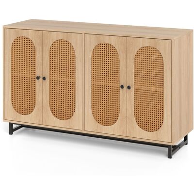 CostwayArmoire de Rangement à 4 Portes en Rotin Buffet de Cuisine avec Étagères Réglables Pieds en Métal 126 × 40 × 81 CM Naturel - Publicité CostwayArmoire de Rangement à 4 Portes en Rotin Buffet de Cuisine avec Étagères Réglables Pieds en Métal 126 × 40 × 81 CM Naturel - Publicité