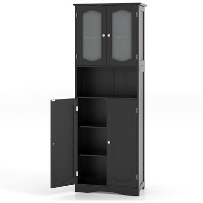 CostwayArmoire de Rangement de 164 cm de Haut Armoire Haute Autoportante Portes en Verre Givré Etagères pour Salle de Bain Cuisine Salon Noir - Publicité CostwayArmoire de Rangement de 164 cm de Haut Armoire Haute Autoportante Portes en Verre Givré Etagères pour Salle de Bain Cuisine Salon Noir - Publicité