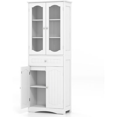 CostwayArmoire de Rangement de 160 cm de Haut 2 Portes en Verre Transparent 2 Etagères Réglables 1 Tiroir Autoportante Blanc - Publicité CostwayArmoire de Rangement de 160 cm de Haut 2 Portes en Verre Transparent 2 Etagères Réglables 1 Tiroir Autoportante Blanc - Publicité