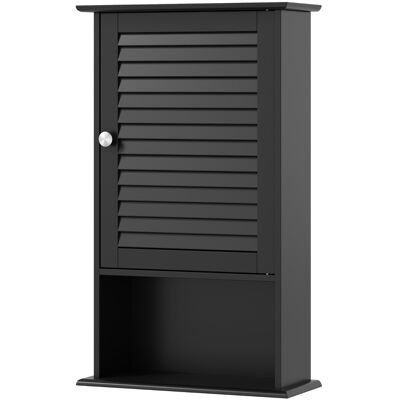 CostwayArmoire Murale pour Salle de Bain avec Étagère Réglable 1 Porte Persienne et 1 Étagère Ouverte Noir - Publicité CostwayArmoire Murale pour Salle de Bain avec Étagère Réglable 1 Porte Persienne et 1 Étagère Ouverte Noir - Publicité