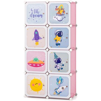 CostwayArmoire Portable pour Enfants à 8 Cubes avec Portes & Section Penderie Étagère Modulaire en Cube de Dessin Animé Meuble à Tiroirs Rose - Publicité CostwayArmoire Portable pour Enfants à 8 Cubes avec Portes & Section Penderie Étagère Modulaire en Cube de Dessin Animé Meuble à Tiroirs Rose - Publicité