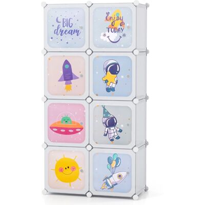 CostwayArmoire Portable pour Enfants à 8 Cubes avec Portes & Section Penderie Étagère Modulaire en Cube de Dessin Animé Meuble à Tiroirs Blanc - Publicité CostwayArmoire Portable pour Enfants à 8 Cubes avec Portes & Section Penderie Étagère Modulaire en Cube de Dessin Animé Meuble à Tiroirs Blanc - Publicité