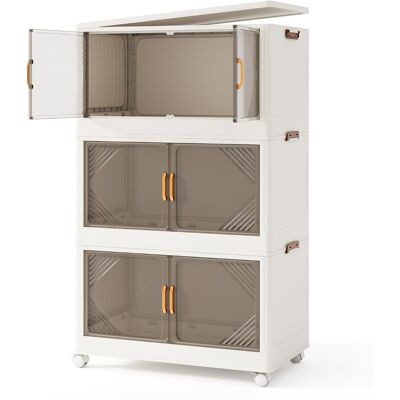 CostwayBacs de Rangement Pliables avec Couvercle de 213L Conteneurs de Rangement Empilables à 3 Niveaux avec Roues Blanc - Publicité CostwayBacs de Rangement Pliables avec Couvercle de 213L Conteneurs de Rangement Empilables à 3 Niveaux avec Roues Blanc - Publicité