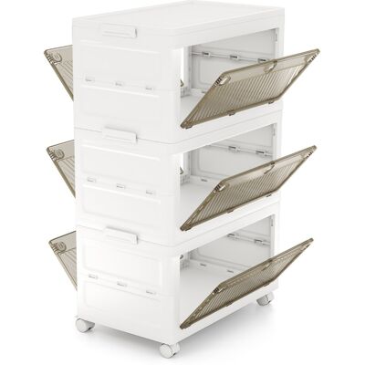 CostwayLot de 3 Bacs de Rangement en Plastique de 126L Boîtes de Rangement Empilables avec Couvercle & Roulettes Blanc - Publicité CostwayLot de 3 Bacs de Rangement en Plastique de 126L Boîtes de Rangement Empilables avec Couvercle & Roulettes Blanc - Publicité