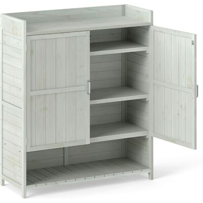 CostwayBanc de Rempotage Extérieur avec Rangement Armoire en Bois Massif pour Patio avec Étagères Amovibles et 2 Portes Gris - Publicité CostwayBanc de Rempotage Extérieur avec Rangement Armoire en Bois Massif pour Patio avec Étagères Amovibles et 2 Portes Gris - Publicité