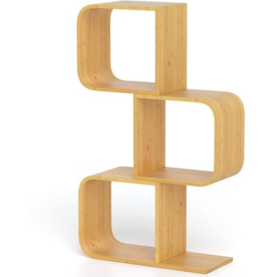CostwayBibliothèque en Forme de 'S' à 3 Niveaux Etagère en Bambou avec 3 Cubes Ouverts Etagère d'angle Géométrique Naturel - Publicité CostwayBibliothèque en Forme de 'S' à 3 Niveaux Etagère en Bambou avec 3 Cubes Ouverts Etagère d'angle Géométrique Naturel - Publicité