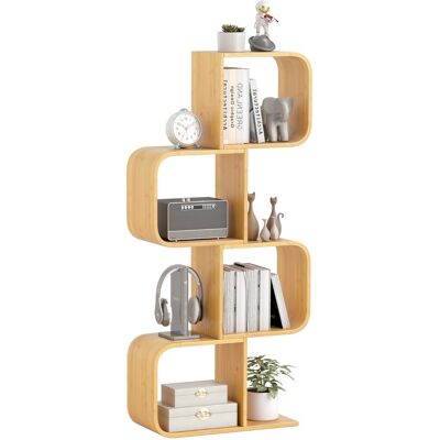 CostwayBibliothèque en Forme de 'S' à 4 Niveaux Etagère en Bambou avec 4 Cubes Ouverts Etagère d'angle Géométrique Naturel - Publicité CostwayBibliothèque en Forme de 'S' à 4 Niveaux Etagère en Bambou avec 4 Cubes Ouverts Etagère d'angle Géométrique Naturel - Publicité