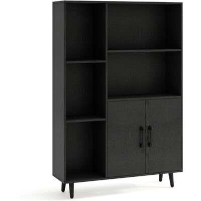 CostwayBibliothèque avec Portes Doubles et 5 Compartiments Ouverts et Armoire de Rangement Vitrine Moderne avec Pieds En Métal Rangement Noir - Publicité CostwayBibliothèque avec Portes Doubles et 5 Compartiments Ouverts et Armoire de Rangement Vitrine Moderne avec Pieds En Métal Rangement Noir - Publicité