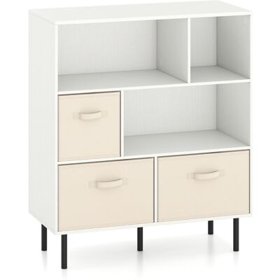 CostwayBibliothèque 6 Cubes Étagère 3 Niveaux avec 3 Tiroirs Pliables Amovibles en Tissu Organisateur de Rangement Moderne Autoportant Blanc - Publicité CostwayBibliothèque 6 Cubes Étagère 3 Niveaux avec 3 Tiroirs Pliables Amovibles en Tissu Organisateur de Rangement Moderne Autoportant Blanc - Publicité