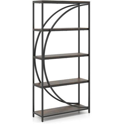 CostwayBibliothèque 5 Niveaux avec Rayonnages Ouverts Étagère Haute Autoportante Design en Arc Cadre Métallique 86 x 30 x 175 cm Marron Rustique - Publicité CostwayBibliothèque 5 Niveaux avec Rayonnages Ouverts Étagère Haute Autoportante Design en Arc Cadre Métallique 86 x 30 x 175 cm Marron Rustique - Publicité
