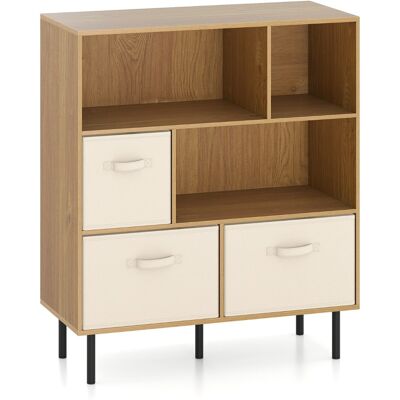 CostwayBibliothèque 6 Cubes Étagère 3 Niveaux avec 3 Tiroirs Pliables Amovibles en Tissu Organisateur de Rangement Moderne Autoportant Naturel - Publicité CostwayBibliothèque 6 Cubes Étagère 3 Niveaux avec 3 Tiroirs Pliables Amovibles en Tissu Organisateur de Rangement Moderne Autoportant Naturel - Publicité