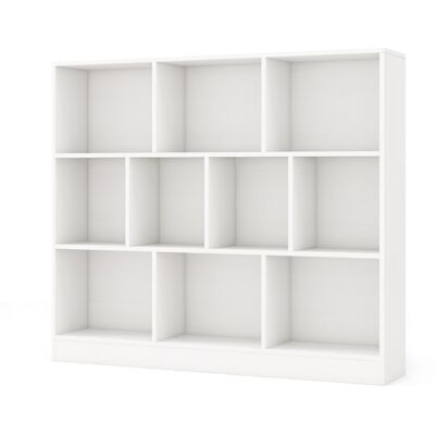 CostwayBibliothèque à 10 Cases Armoire de Rangement Autoportante à 3 Niveaux Kits Anti-basculement Etagère de Présentation en Bois 120cm Blanc - Publicité CostwayBibliothèque à 10 Cases Armoire de Rangement Autoportante à 3 Niveaux Kits Anti-basculement Etagère de Présentation en Bois 120cm Blanc - Publicité