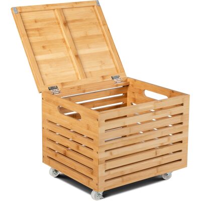 CostwayBoîte de Rangement Roulante en Bambou Coffre de Rangement avec 4 Roulettes et Couvercle Organiseur de Fichiers Naturel - Publicité CostwayBoîte de Rangement Roulante en Bambou Coffre de Rangement avec 4 Roulettes et Couvercle Organiseur de Fichiers Naturel - Publicité