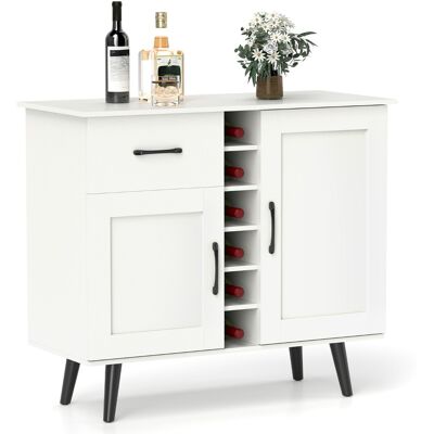 CostwayBuffet Moderne avec Casier à Vin pour 6 Bouteilles 1 Tiroir 2 Portes et 2 Etagères Réglables Meuble de Rangement d'Appoint Blanc - Publicité CostwayBuffet Moderne avec Casier à Vin pour 6 Bouteilles 1 Tiroir 2 Portes et 2 Etagères Réglables Meuble de Rangement d'Appoint Blanc - Publicité