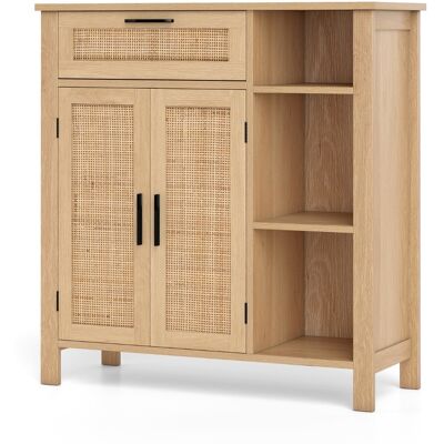 CostwayBuffet Meuble de Rangement Bohème avec Portes en Rotin Tressé Table d'Appoint avec Tiroir Étagère Réglable et Compartiments Ouverts Naturel - Publicité CostwayBuffet Meuble de Rangement Bohème avec Portes en Rotin Tressé Table d'Appoint avec Tiroir Étagère Réglable et Compartiments Ouverts Naturel - Publicité