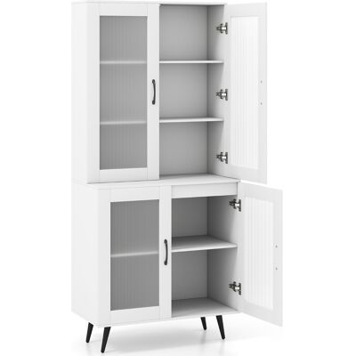 CostwayBuffet de 178,5cm de Haut avec 4 Portes Transparentes Étagère Réglable Buffet Indépendant avec Pieds en Métal Blanc - Publicité CostwayBuffet de 178,5cm de Haut avec 4 Portes Transparentes Étagère Réglable Buffet Indépendant avec Pieds en Métal Blanc - Publicité