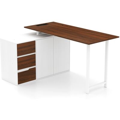 CostwayBureau en Forme de L avec Armoire à Dossiers et Prise Électrique Table d'Angle Réversible de 138 cm avec 3 Tiroirs Station de Travail Brun - Publicité CostwayBureau en Forme de L avec Armoire à Dossiers et Prise Électrique Table d'Angle Réversible de 138 cm avec 3 Tiroirs Station de Travail Brun - Publicité