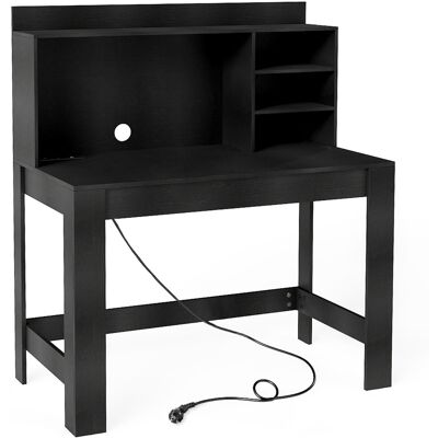 CostwayBureau d'Ordinateur avec Bibliothèque Bureau d'Étude avec Prises Électriques et Passe-câbles Table Moderne avec Étagères de Rangement Noir - Publicité CostwayBureau d'Ordinateur avec Bibliothèque Bureau d'Étude avec Prises Électriques et Passe-câbles Table Moderne avec Étagères de Rangement Noir - Publicité