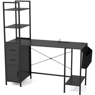 CostwayBureau avec Lumières LED et Prises de Courant Bureau Moderne Etagères Ouvertes 2 Tiroirs Armoire Support pour Processeur Poche Noir - Publicité CostwayBureau avec Lumières LED et Prises de Courant Bureau Moderne Etagères Ouvertes 2 Tiroirs Armoire Support pour Processeur Poche Noir - Publicité