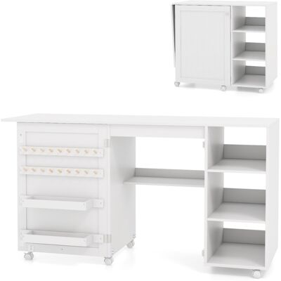 CostwayTable de Couture Pliante Station de Couture Multifonctionnelle avec Etagères de Rangement 18 Porte-fils et 2 Bacs Cachés Blanc - Publicité CostwayTable de Couture Pliante Station de Couture Multifonctionnelle avec Etagères de Rangement 18 Porte-fils et 2 Bacs Cachés Blanc - Publicité