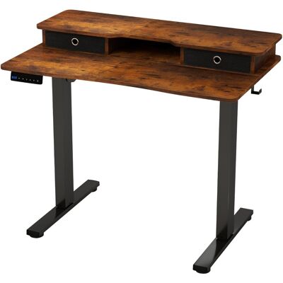 CostwayBureau Assis-Debout Electrique 100x60 cm avec 2 Tiroirs Réglable en Hauteur Support d'Ecran Etagère de Rangement Marron Rustique - Publicité CostwayBureau Assis-Debout Electrique 100x60 cm avec 2 Tiroirs Réglable en Hauteur Support d'Ecran Etagère de Rangement Marron Rustique - Publicité