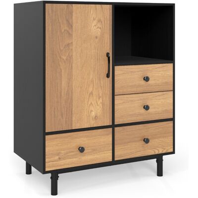 CostwayBuffet avec Rangement Bahut Moderne Milieu du Siècle avec 4 Tiroirs & Compartiment Ouvert Meuble Autonome avec Pieds Métalliques Noir - Publicité CostwayBuffet avec Rangement Bahut Moderne Milieu du Siècle avec 4 Tiroirs & Compartiment Ouvert Meuble Autonome avec Pieds Métalliques Noir - Publicité