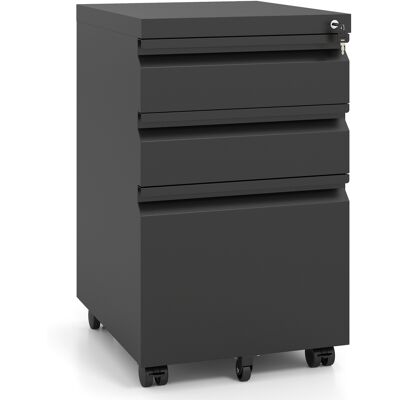 CostwayCaisson de Bureau Caisson à Roulette avec Frein 3 Tiroirs Casier Verrouillable Métal Dossier Suspendu A4 Boîte de Rangement Noir - Publicité CostwayCaisson de Bureau Caisson à Roulette avec Frein 3 Tiroirs Casier Verrouillable Métal Dossier Suspendu A4 Boîte de Rangement Noir - Publicité