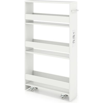 CostwayChariot de Rangement Slim 13 CM avec Station de Recharge Chariot de Cuisine Roulant à 4 Étagères avec Poignée et Garde-Corps Beige - Publicité CostwayChariot de Rangement Slim 13 CM avec Station de Recharge Chariot de Cuisine Roulant à 4 Étagères avec Poignée et Garde-Corps Beige - Publicité