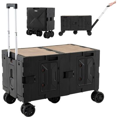 CostwayChariot Utilitaire Pliable avec Caisses de Rangement à 2 Niveaux 5 Roues Pivotantes Poignée Télescopique en Métal Chariot Portable Noir - Publicité CostwayChariot Utilitaire Pliable avec Caisses de Rangement à 2 Niveaux 5 Roues Pivotantes Poignée Télescopique en Métal Chariot Portable Noir - Publicité