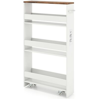 CostwayChariot de Rangement Slim 13 CM avec Station de Recharge Chariot de Cuisine Roulant à 4 Étagères avec Poignée et Garde-Corps Café - Publicité CostwayChariot de Rangement Slim 13 CM avec Station de Recharge Chariot de Cuisine Roulant à 4 Étagères avec Poignée et Garde-Corps Café - Publicité