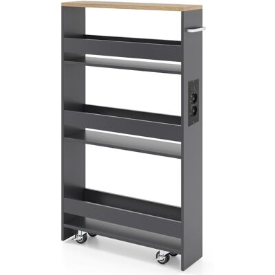 CostwayChariot de Rangement Slim 13 CM avec Station de Recharge Chariot de Cuisine Roulant à 4 Étagères avec Poignée et Garde-Corps Gris - Publicité CostwayChariot de Rangement Slim 13 CM avec Station de Recharge Chariot de Cuisine Roulant à 4 Étagères avec Poignée et Garde-Corps Gris - Publicité