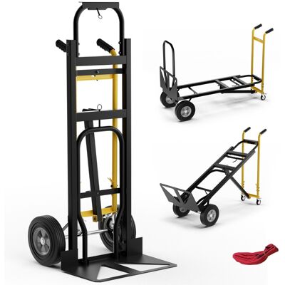 CostwayDiable Pliant en Métal 3 en 1 avec 4 Roues en Caoutchouc Chariot de Transport Industriel Robuste Capacité 450 Kg Noir+Jaune - Publicité CostwayDiable Pliant en Métal 3 en 1 avec 4 Roues en Caoutchouc Chariot de Transport Industriel Robuste Capacité 450 Kg Noir+Jaune - Publicité