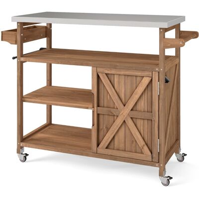 CostwayChariot en Bois avec Rangement Îlot de Cuisine avec 3 Étagères Ouvertes & Armoire Support à Épices Porte-Serviettes 4 Roulettes Naturel - Publicité CostwayChariot en Bois avec Rangement Îlot de Cuisine avec 3 Étagères Ouvertes & Armoire Support à Épices Porte-Serviettes 4 Roulettes Naturel - Publicité