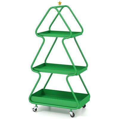 CostwayChariot de Rangement Sapin de Noël Chariot de Noël à 3 Niveaux avec Étoile au Sommet Cadre Métallique & Roulettes Table d'Appoint Vert - Publicité CostwayChariot de Rangement Sapin de Noël Chariot de Noël à 3 Niveaux avec Étoile au Sommet Cadre Métallique & Roulettes Table d'Appoint Vert - Publicité