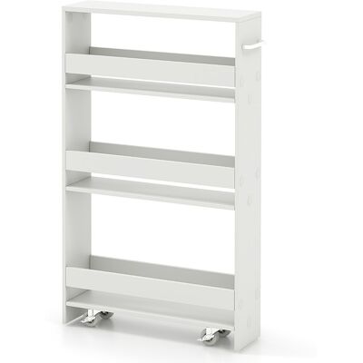 CostwayChariot Étroit de Rangement à 4 Niveaux avec Poignée Latérale Tour de Rangement Sur Roulettes Étagère Mobile Chariot Blanc - Publicité CostwayChariot Étroit de Rangement à 4 Niveaux avec Poignée Latérale Tour de Rangement Sur Roulettes Étagère Mobile Chariot Blanc - Publicité