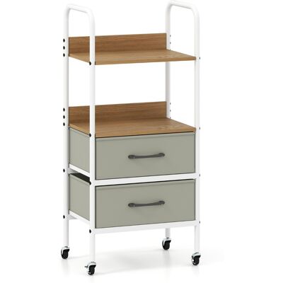 CostwayChariot de Rangement Mobile à Roulettes Support pour Imprimante avec 2 Étagères Ouvertes&2 Tiroirs en Tissu Organiseur de Maquillage Naturel - Publicité CostwayChariot de Rangement Mobile à Roulettes Support pour Imprimante avec 2 Étagères Ouvertes&2 Tiroirs en Tissu Organiseur de Maquillage Naturel - Publicité