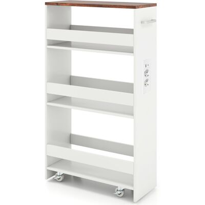 CostwayChariot de Rangement Slim 20 CM avec Station de Recharge Chariot de Cuisine Roulant à 4 Étagères avec Poignée et Garde-Corps Café - Publicité CostwayChariot de Rangement Slim 20 CM avec Station de Recharge Chariot de Cuisine Roulant à 4 Étagères avec Poignée et Garde-Corps Café - Publicité